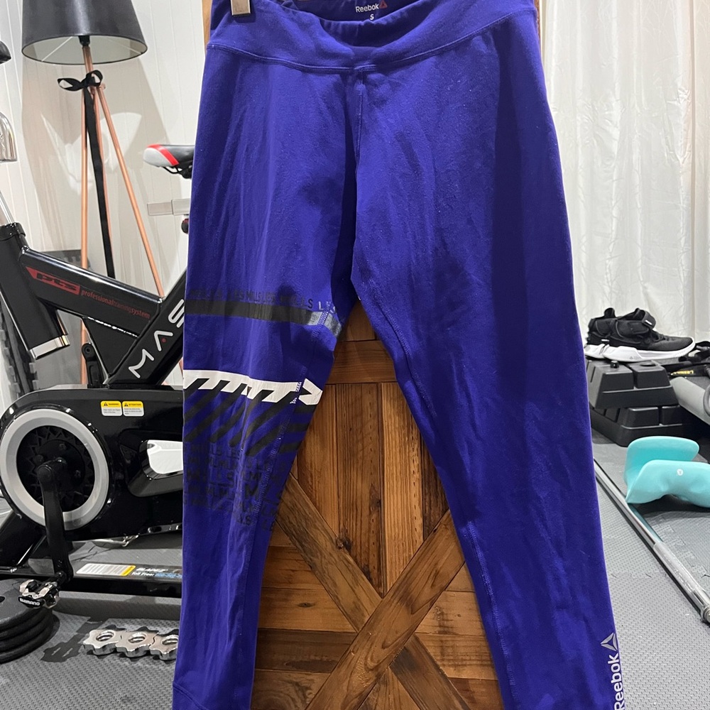 Reebok Royal Purple Performance Leggings with Graphic Detail